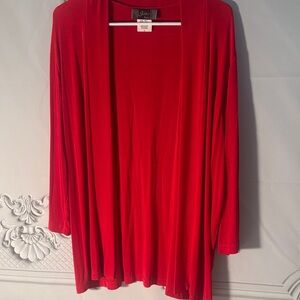 Slinky Brand Red 3/4 Sleeves Cardigan Size Large
